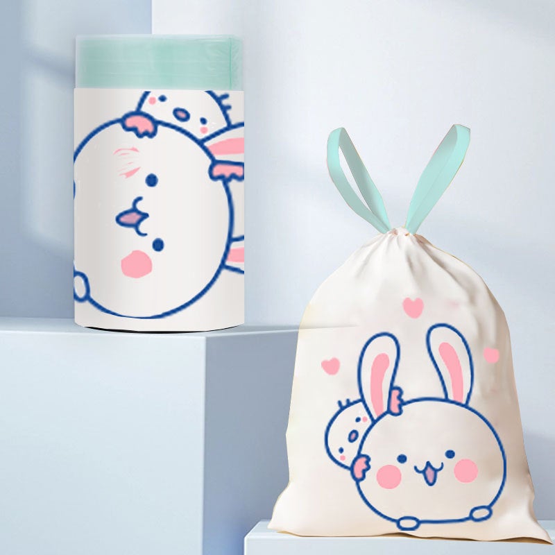 Large Drawstring Garbage Bag Household Portable Thickened Kitchen Printing Automatic Capping Plastic Cleaning Bag - Image 1